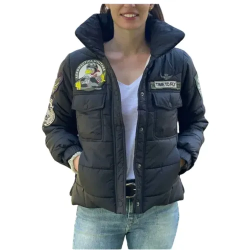 Short Jacket with Embroidered Patches , female, Sizes: M, L - aeronautica militare - Modalova