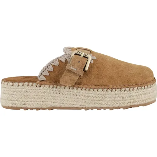 Mules, female, , Size: 7 US Jute Clog Suede Platform Sandal - Mou - Modalova