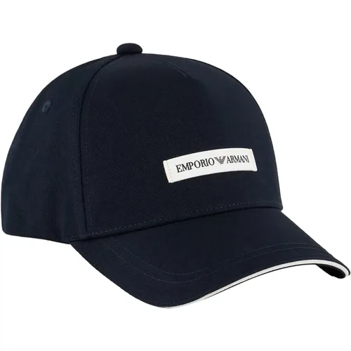 Caps, male, , Size: ONE SIZE Canvas Baseball Cap with Patch - Emporio Armani - Modalova