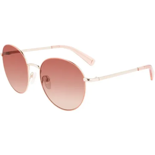 Sunglasses, female, , Size: ONE SIZE Pink Lens Metal Frame Sunglasses Women - Longchamp - Modalova