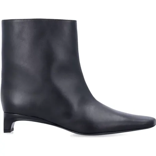 Schwarze Leder Stiefeletten , Damen, Größe: 37 EU - Loulou Studio - Modalova