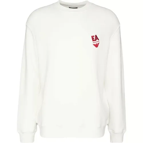 Embroidered Logo Sweatshirt in Red , male, Sizes: M - Emporio Armani - Modalova