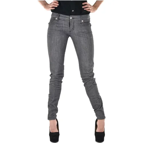 Grey Skinny Jeans with Swarovski Inserts , female, Sizes: XS - Dsquared2 - Modalova