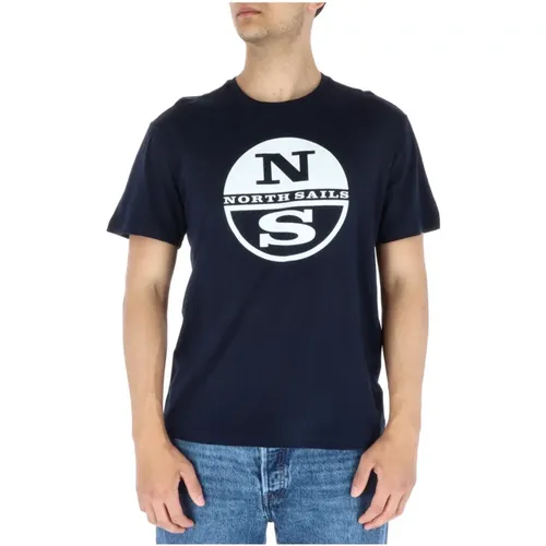 Blau bedrucktes T-Shirt , Herren, Größe: M - North Sails - Modalova