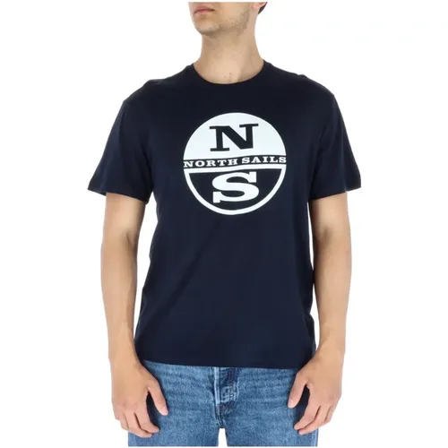 Blau bedrucktes T-Shirt , Herren, Größe: 2XL - North Sails - Modalova