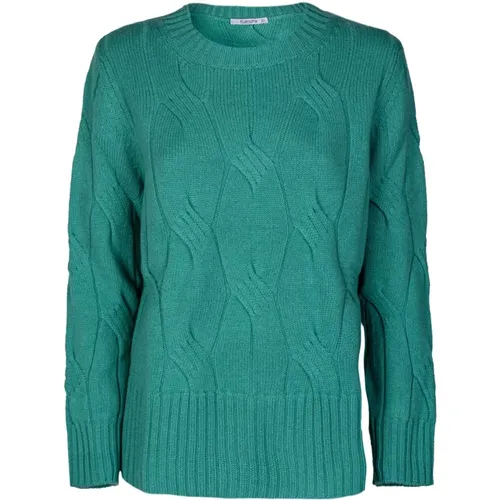 Womens Sweater. Cable Knit Design. Made in Italy. , female, Sizes: XS - Kangra - Modalova