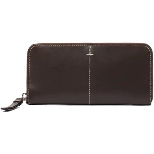 Wallets & Cardholders, male, , Size: ONE SIZE Dark Leather Wallet with T Motif - TOD'S - Modalova