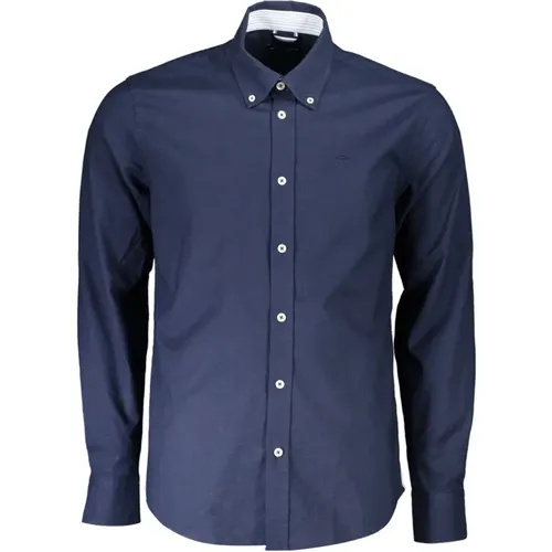 Blaues Baumwollhemd mit Button-Down-Kragen , Herren, Größe: M - North Sails - Modalova