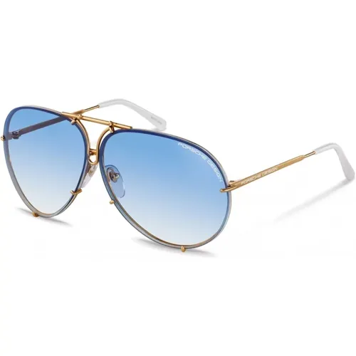 Goldrahmen Sonnenbrille Blaue Verlaufsgläser - Porsche Design - Modalova