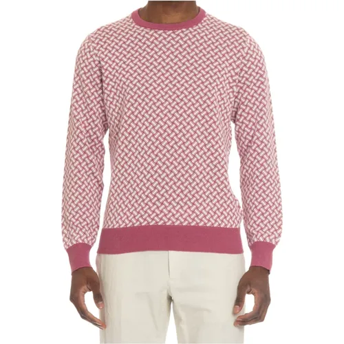 White Biscuit Jacquard Cotton-Linen Sweater , male, Sizes: M - Drumohr - Modalova