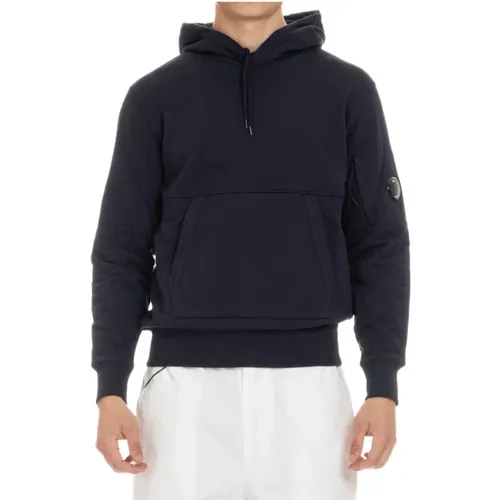 Blaue Baumwollkapuzenpullover , Herren, Größe: M - C.P. Company - Modalova