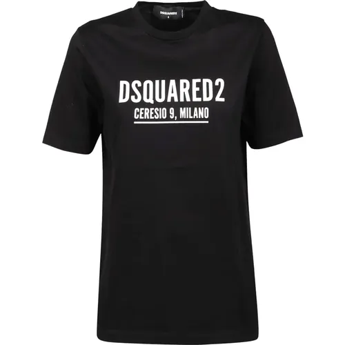 Ceresio9 Renny T-Shirt - Modisches Schwarzes Oberteil - Dsquared2 - Modalova