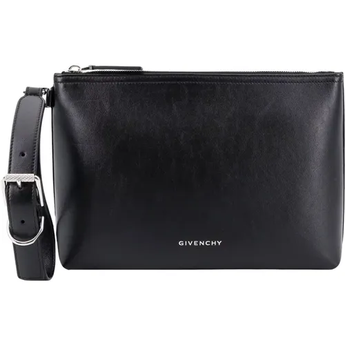 Clutches, male, , Size: ONE SIZE Voyou pouch in grained leather - Givenchy - Modalova