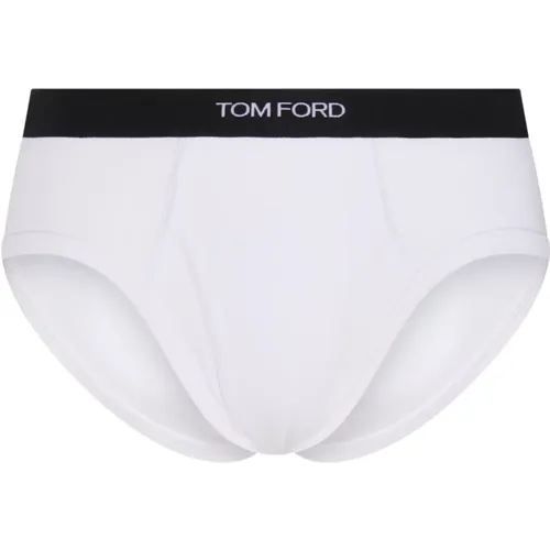 Bottoms, male, , Size: S Cotton Briefs with Logo Detail - Tom Ford - Modalova