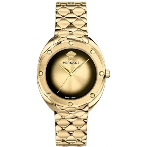 Gold Analog Watch Shadov Vebm006 , female, Sizes: ONE SIZE - Versace - Modalova