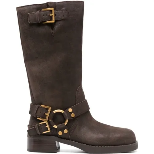 Braune Wildleder Stiefeletten , Damen, Größe: 36 EU - Michael Kors - Modalova