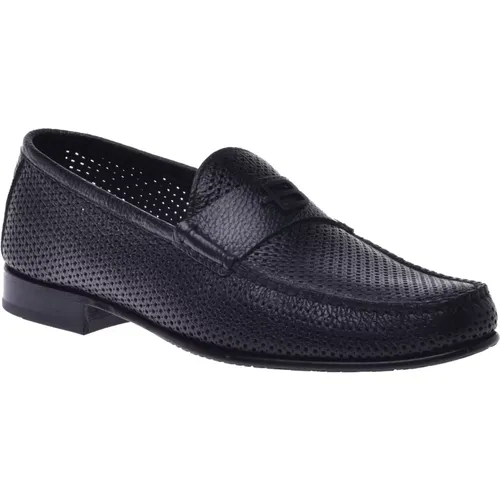 Loafer in perforated calfskin , male, Sizes: 10 UK, 6 UK, 12 UK, 11 UK, 5 UK, 8 UK, 9 UK, 7 UK, 9 1/2 UK - Baldinini - Modalova