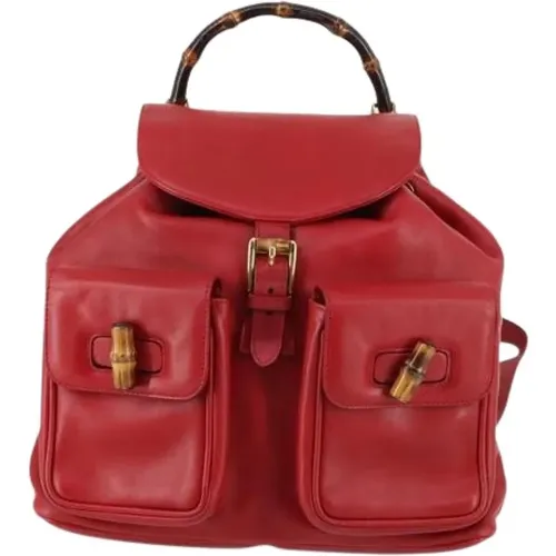 Pre-owned Backpacks, female, , Size: ONE SIZE Pre-owned Leather Backpack - Gucci Vintage - Modalova