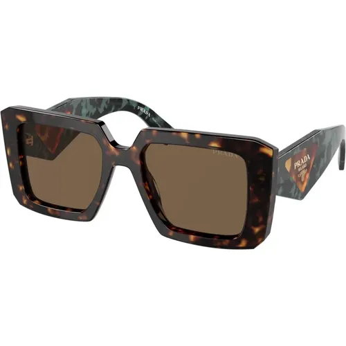 Havana/Dark Sonnenbrille,Schildpatt/Violette Sonnenbrille,Oversized Geometrische Sonnenbrille,Stylische Sonnenbrille - Prada - Modalova