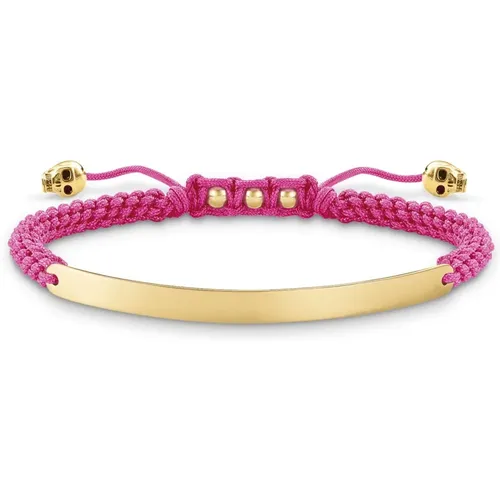 Bracelets, female, , Size: ONE SIZE Pink/Gold Bracelet with Nylon Accents - Thomas Sabo - Modalova