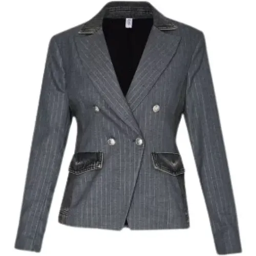 Blazers, female, , Size: S Denim Stripe Diplomatic Blazer - Liu Jo - Modalova