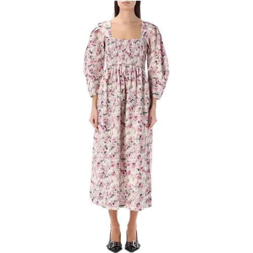 Bedrucktes Smock Midi Kleid , Damen, Größe: S - Ganni - Modalova