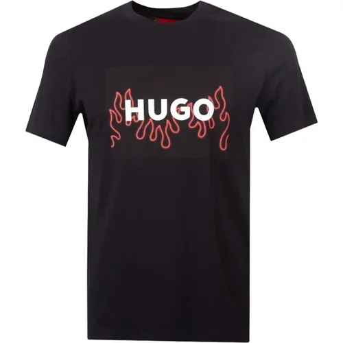 Schwarzes T-Shirt mit Logo-Print , Herren, Größe: 2XL - Hugo Boss - Modalova