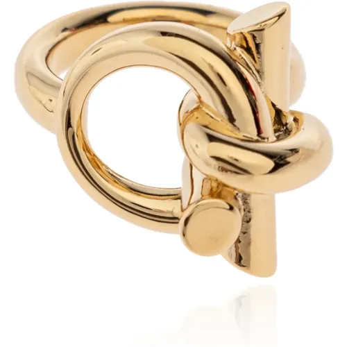 Rings, male, , Size: ONE SIZE Brass ring - Salvatore Ferragamo - Modalova