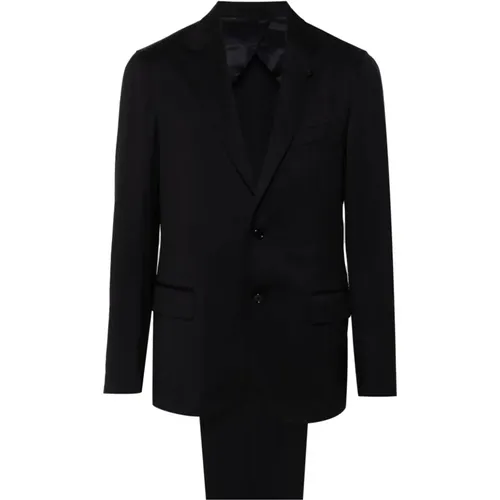 Single Breasted Suits, male, , Size: XL Wool Suit with Brooch Detail - Lardini - Modalova