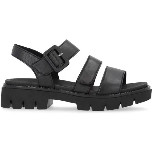 Schwarze Casual Flache Sandalen Damen , Damen, Größe: 36 EU - Remonte - Modalova