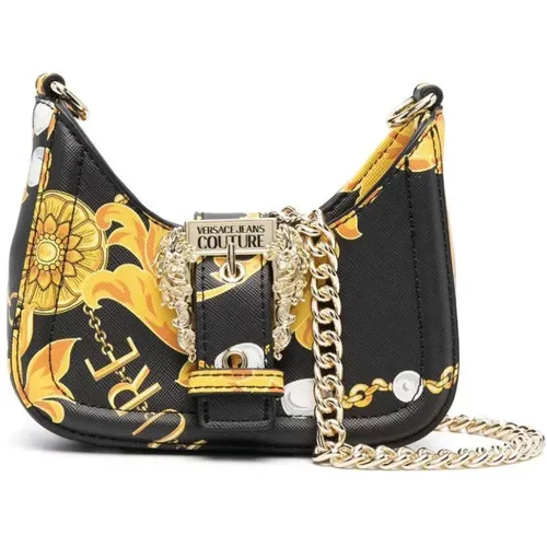 Shoulder Bags, female, , Size: ONE SIZE Baroque Print Mini Shoulder Bag with Detachable Chain Strap - Versace Jeans Couture - Modalova