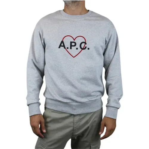 Sweatshirts, male, , Size: XL APC Paris Jersey Sweater - Grey Round Neck - A.p.c. - Modalova