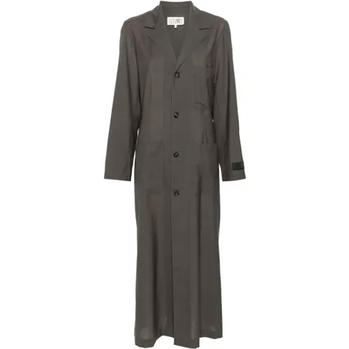 Dark Grey Wool Coat , female, Sizes: 2XS - MM6 Maison Margiela - Modalova