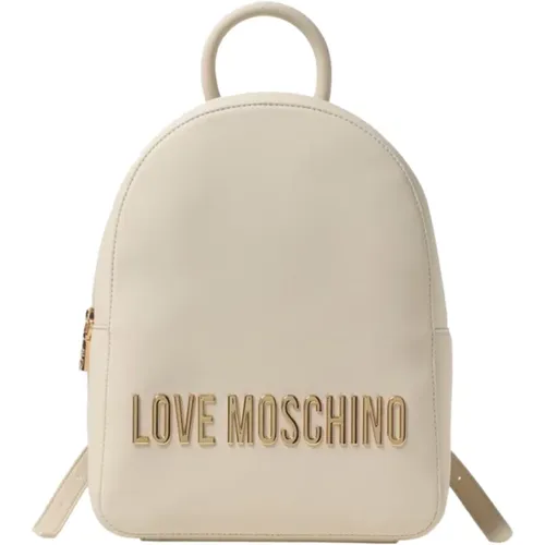 Backpacks, female, , Size: ONE SIZE Ivory Synthetic Backpack for Women - Love Moschino - Modalova