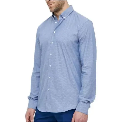 Blaues Geometrisches Button-Up Hemd , Herren, Größe: XL - Calvin Klein - Modalova