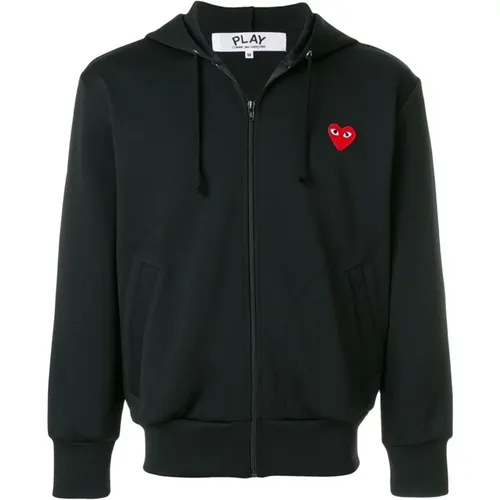 Cotton Hooded Sweatshirt with Zipper , male, Sizes: S - Comme des Garçons Play - Modalova