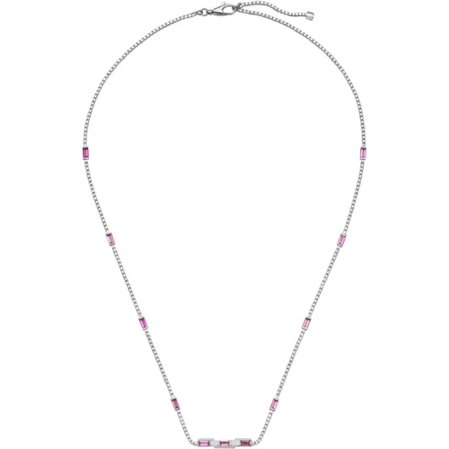 Kt White Gold and Rubellite Baguette Necklace , female, Sizes: ONE SIZE - Gucci - Modalova