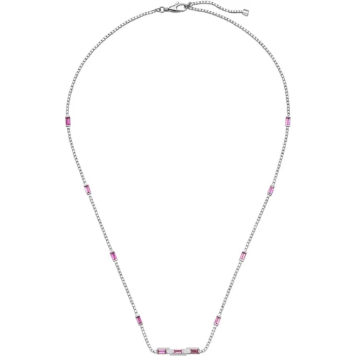 Necklaces, female, , Size: ONE SIZE 18kt White Gold and Rubellite Baguette Necklace - Gucci - Modalova