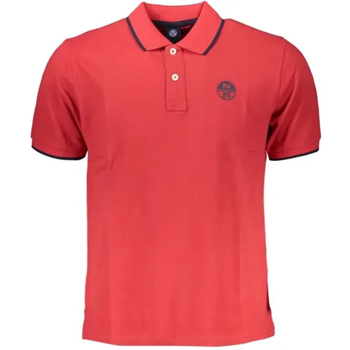 Rotes Baumwoll-Poloshirt mit Druck , Herren, Größe: 2XL - North Sails - Modalova