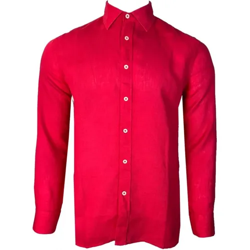Raspberry Linen Casual Shirt , male, Sizes: M - 120% lino - Modalova