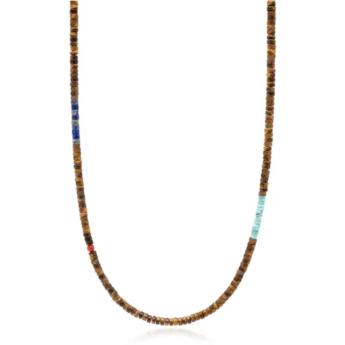 Caribbean Style Heishi Necklace with Blue Lapis , male, Sizes: ONE SIZE - Nialaya - Modalova