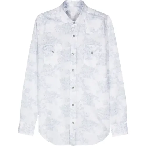 Blue Floral Print Shirt , male, Sizes: 2XL - Eleventy - Modalova