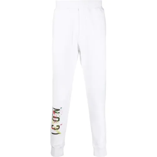 Weiße Sweatpants mit Icon-Print , Herren, Größe: XL - Dsquared2 - Modalova