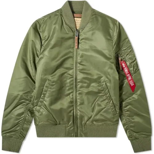 Bomber Jackets, male, , Size: L Vintage Flight Jacket Sage - alpha industries - Modalova