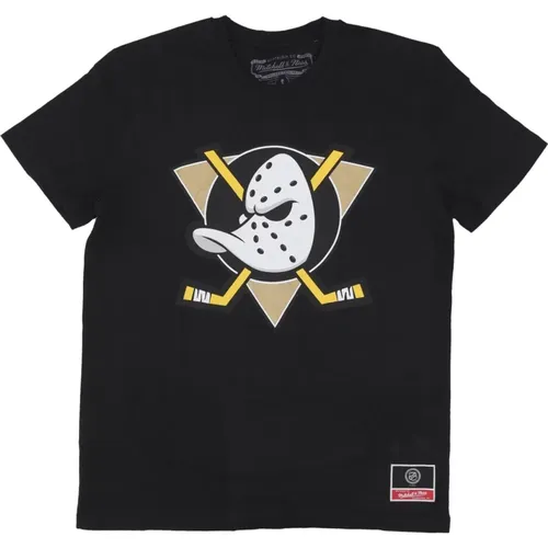 T-Shirts, male, , Size: M Anaheim Ducks Logo Tee - Mitchell & Ness - Modalova