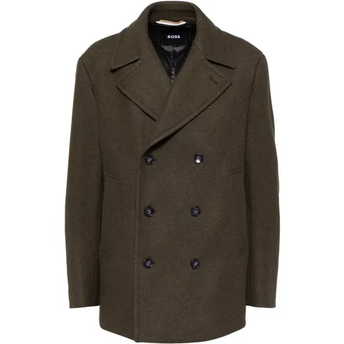 Double Breasted Wool Blend Coat , male, Sizes: M, 2XL - Hugo Boss - Modalova