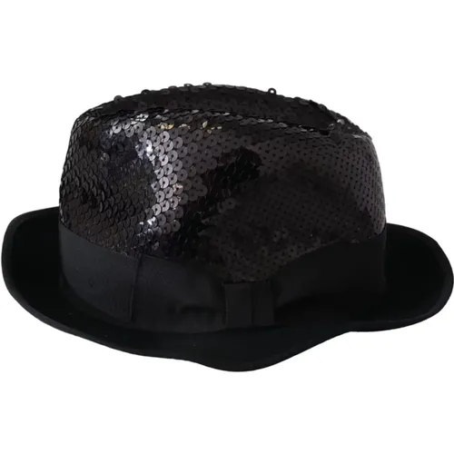 Hats, male, , Size: 58 CM Sequin Fedora Hat - Dolce & Gabbana - Modalova