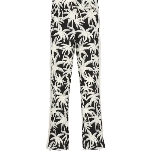 Sweatpants, male, , Size: XL Black Trousers with Contrasting Palms Print - Palm Angels - Modalova