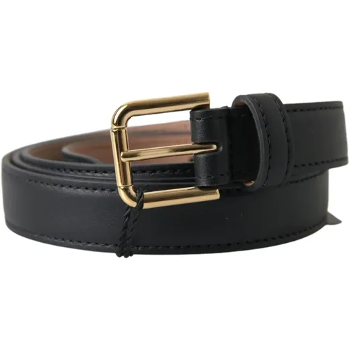 Belts, unisex, , Size: 100 CM Leather Gold Tone Metal Buckle Belt - Dolce & Gabbana - Modalova