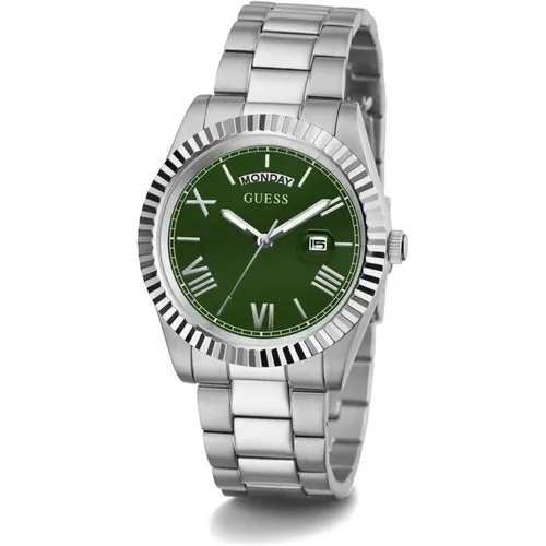 Connoisseur Stainless Steel Watch Green , male, Sizes: ONE SIZE - Guess - Modalova